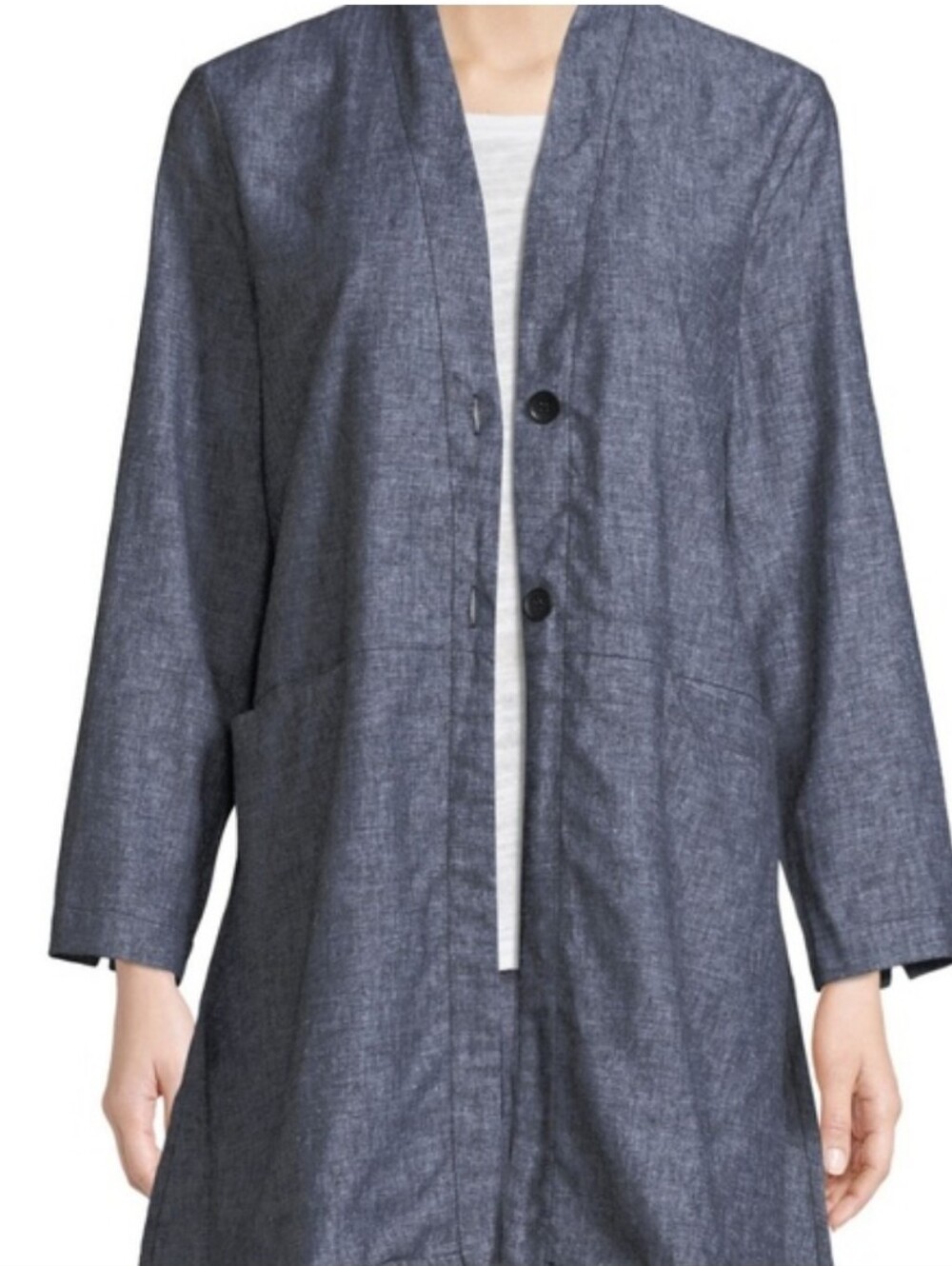 Masai Jo two-button closure grey herringbone pattern V-neckline jacket Large
